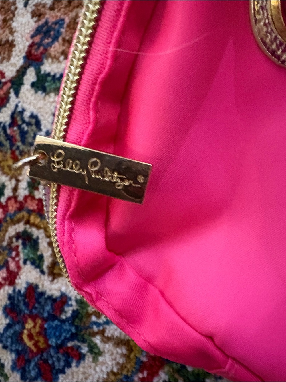Lilly Pulitzer Hot Pink Crossbody with Gold Medallion - Picture 3 of 6